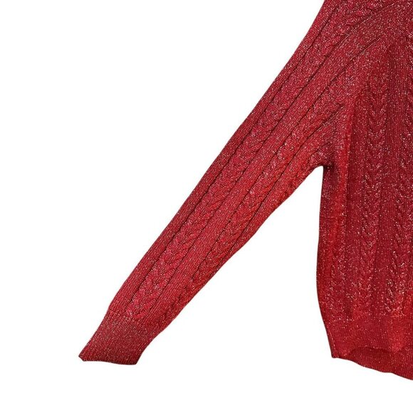 Athleta Crossroads Crewneck Sweater Red Metallic Knit Career Work Size XS - Picture 5 of 8